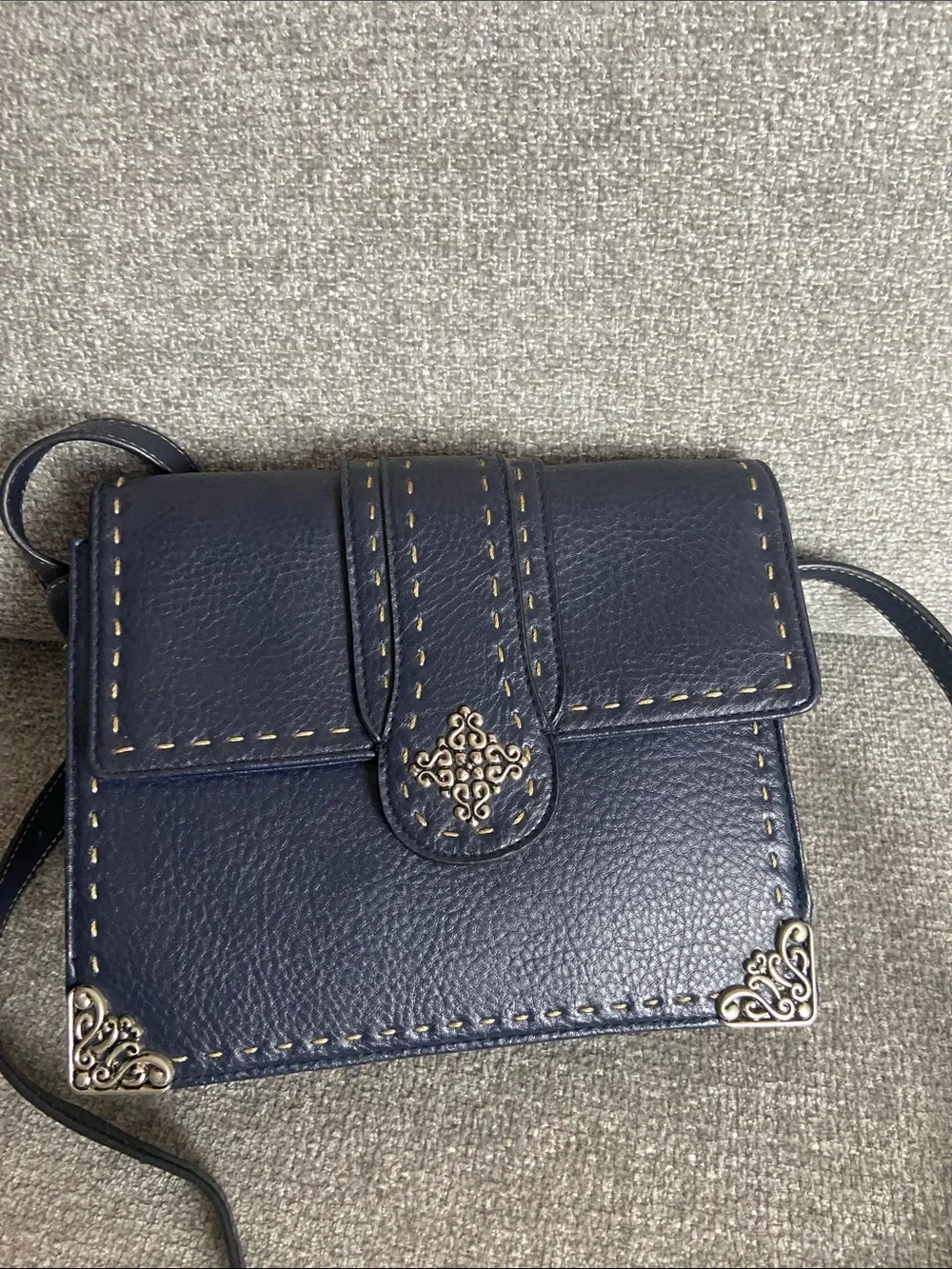 Women's Navy Crossbody Bag with Decorative Hardware